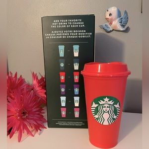 🌈NEW⭐️Starbucks Red/Orange to Pink Reusable Color Changing Hot Cup Grande 16oz
